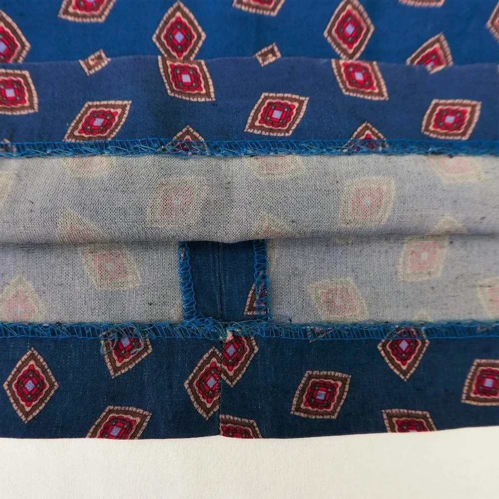 SOLD Vintage 80s Midi Skirt Prairie Farmhouse Elastic Back Zip Teal Blue USA 20W - Picture 6 of 8